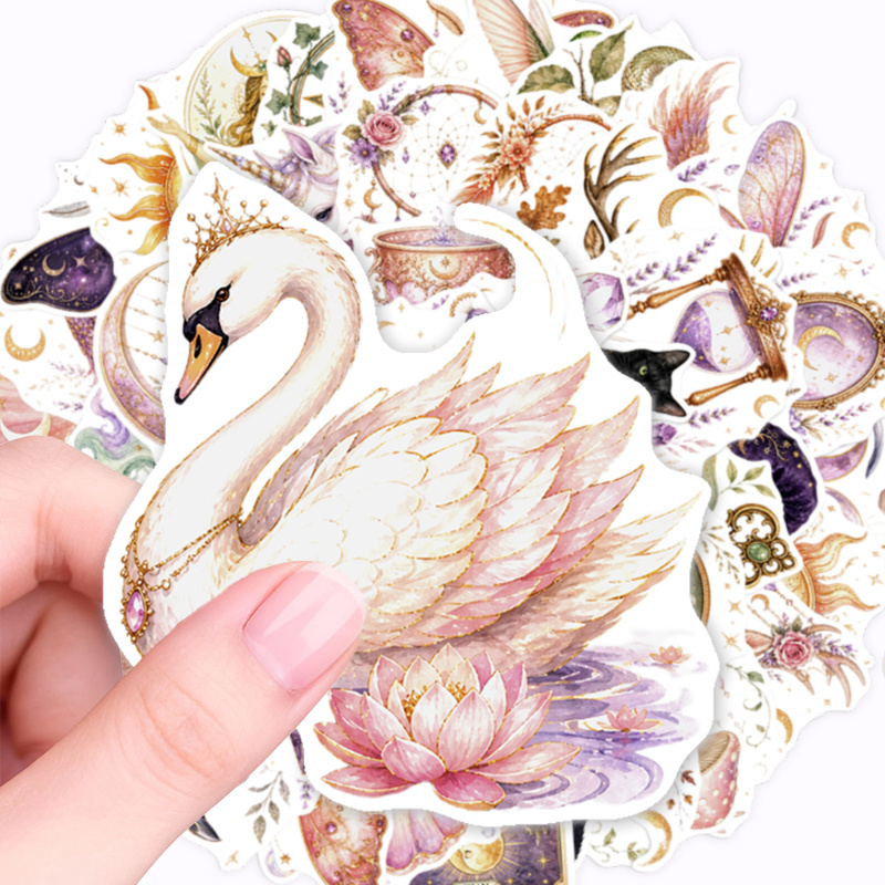 TEMU 50pcs Retro Mysterious Crescent Magic Stickers, Suitable For Phone Decoration, Scrapbooks, Bumper Decorations, Guitars, Suitcases, Notebooks And
