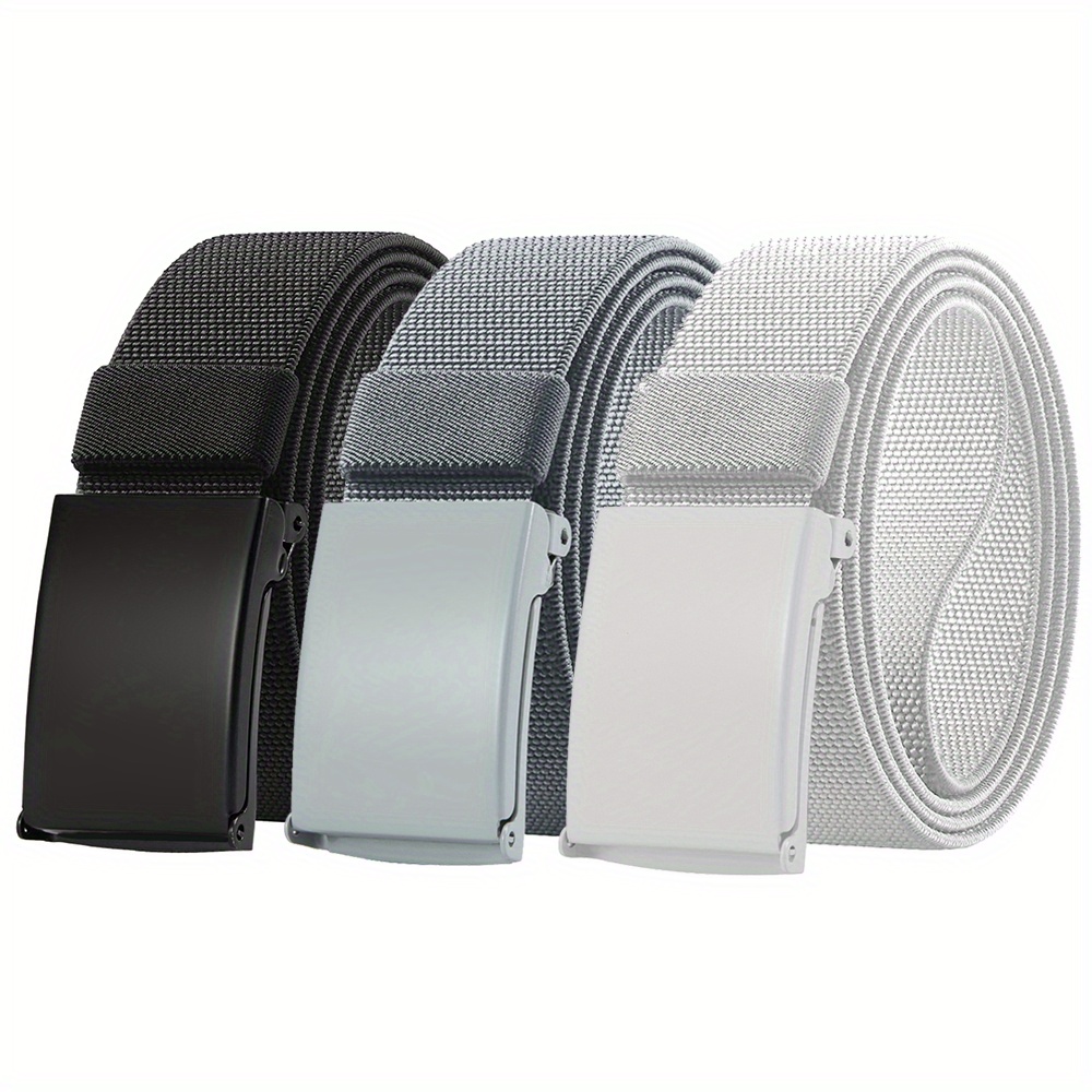 Image of 3pcs Men's Elastic Nylon Belts With Bottle Opener - Lightweight, Durable, And Multi-functional Sports And Casual Belts For Outdoor Activities - Ideal For Golfers And Urban