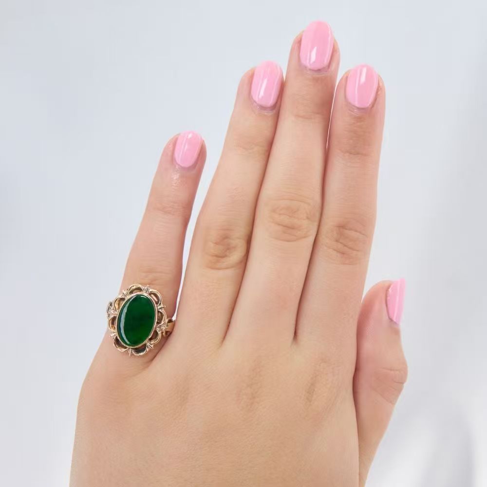Women's Vintage Bohemian Green Lab-Created Zirconia Ring