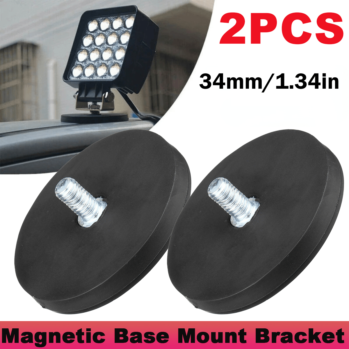 TEMU 2pcs 34mm M4 Magnetic Base Led Work Light Bar Holder Mount Bracket Clamp Suv Offroad