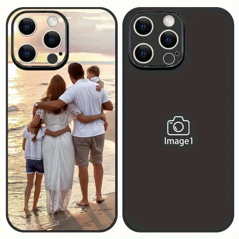 Telefoncover - Personligt tilpasseligt sort telefoncover med foto, egnet til iPhone 17/16/15/14/13/12/11/Pro Max/Pro/Plus, ridsefast og holdbart, ideel kreativ fødselsdags- og julegave til familie og venner