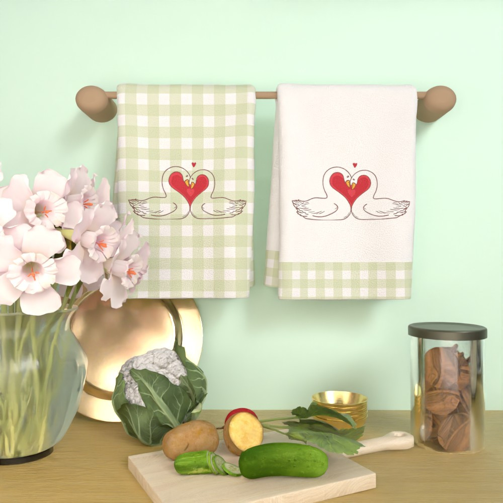 2pcs valentine s day kitchen towels - 45.72x66.04cm soft,   polyester with heart &   design, vibrant colors, machine washable for home, party & outdoor use, dish towels details 0