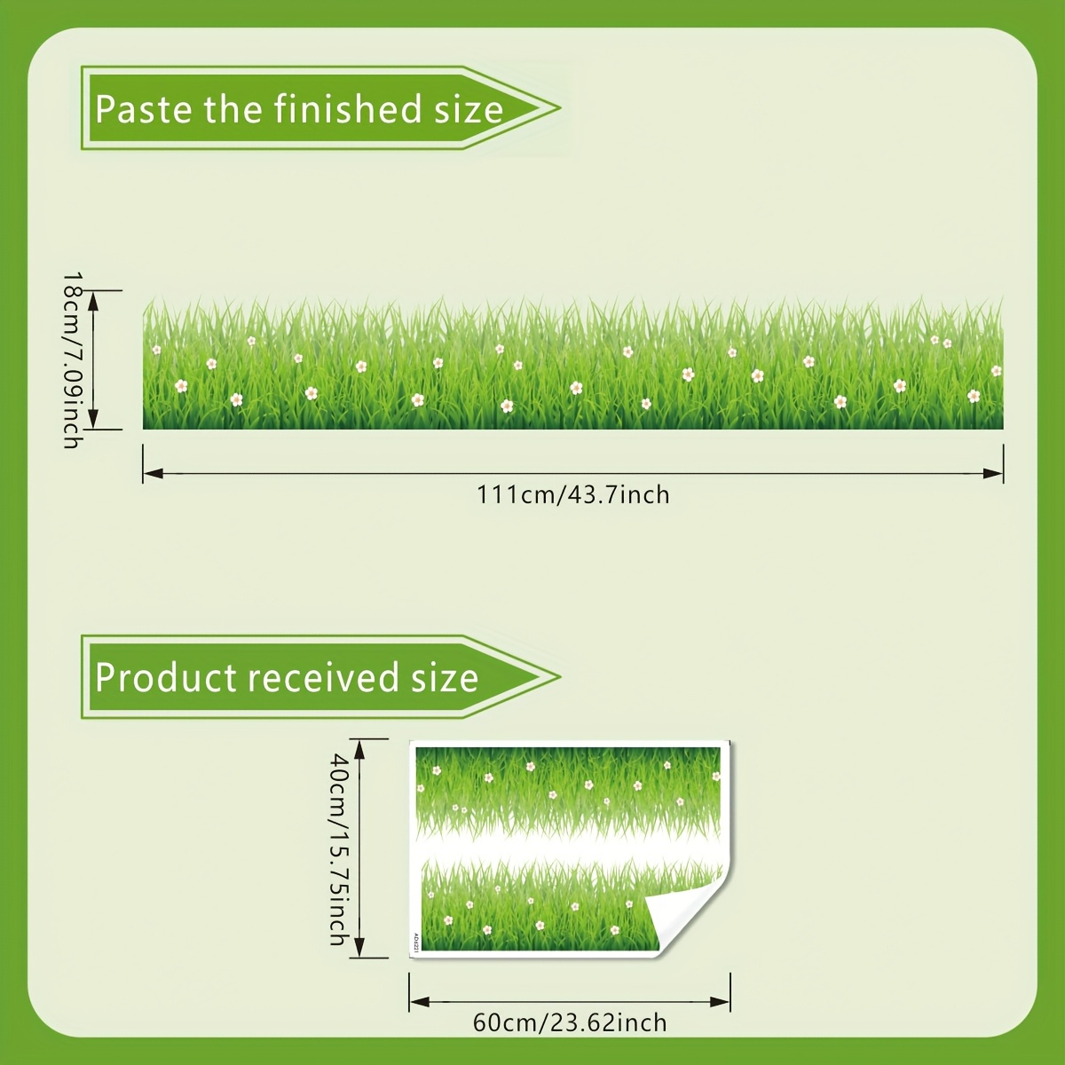 Image of 1pc Green Grass Wall Sticker, Warm Floral Wall Decal For Living Room, Bedroom, Dining Room, Kitchen Floor Border Decoration Sticker
