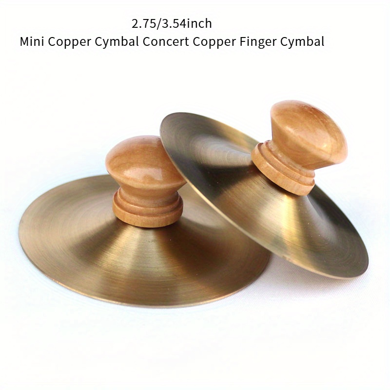 TEMU A .75inch Brass Cymbals, Alloy Percussion Instruments Concerts, Brass Finger Cymbals With Handles, Orff Instruments, -style Percussion