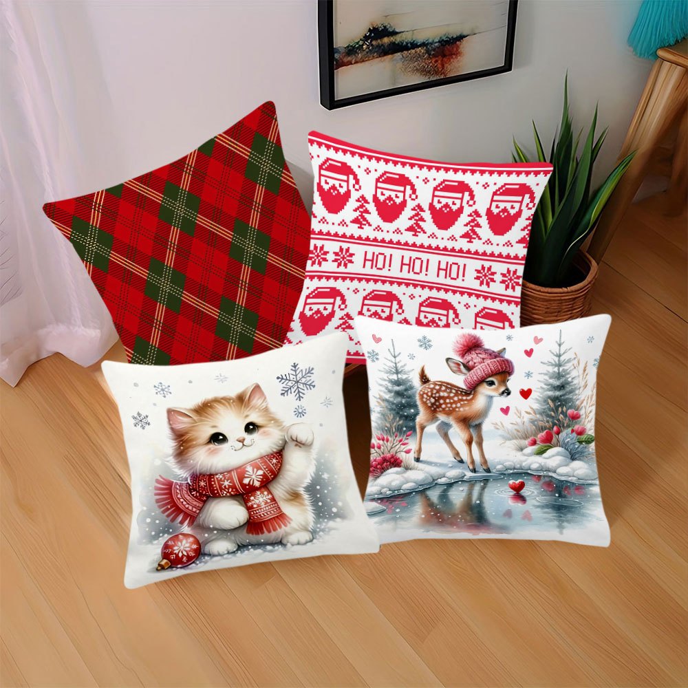 Housse Coussin Noel 45x45 Cm Rouge Tartan Ecossais Plaid Taies D'oreiller à Carreaux Housses De Coussin Douces Pour Canapé Salon Intérieur Deco Décora | Leroy Merlin