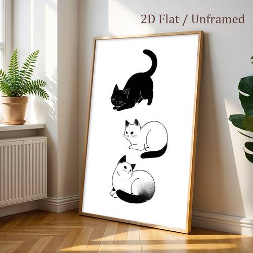 item picture 2d flat 2d flat 1pc unframed black cat wall art white cat art prints decorations sitting cat wall art happy halloween wall decor poster modern canvas paintings for living room bedroom cafe halloween posters home decor holiday gifts