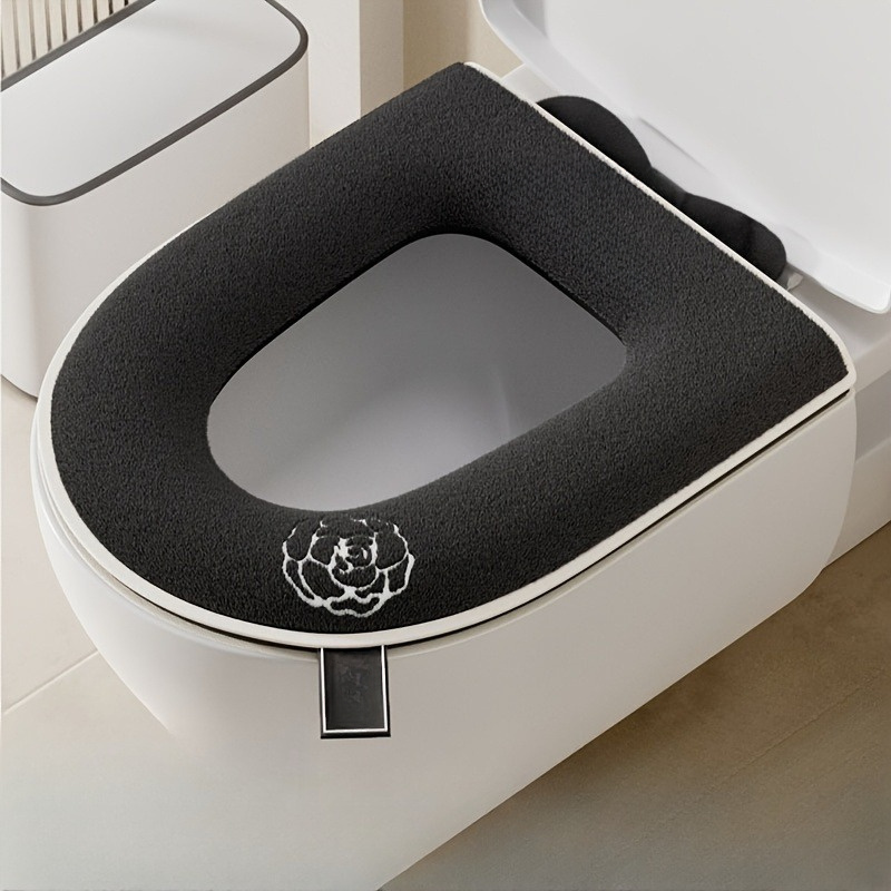 TEMU Practical Toilet Seat Cushion, Comfortable All Year Round, "sweet" And , - Elegant Beige And Black