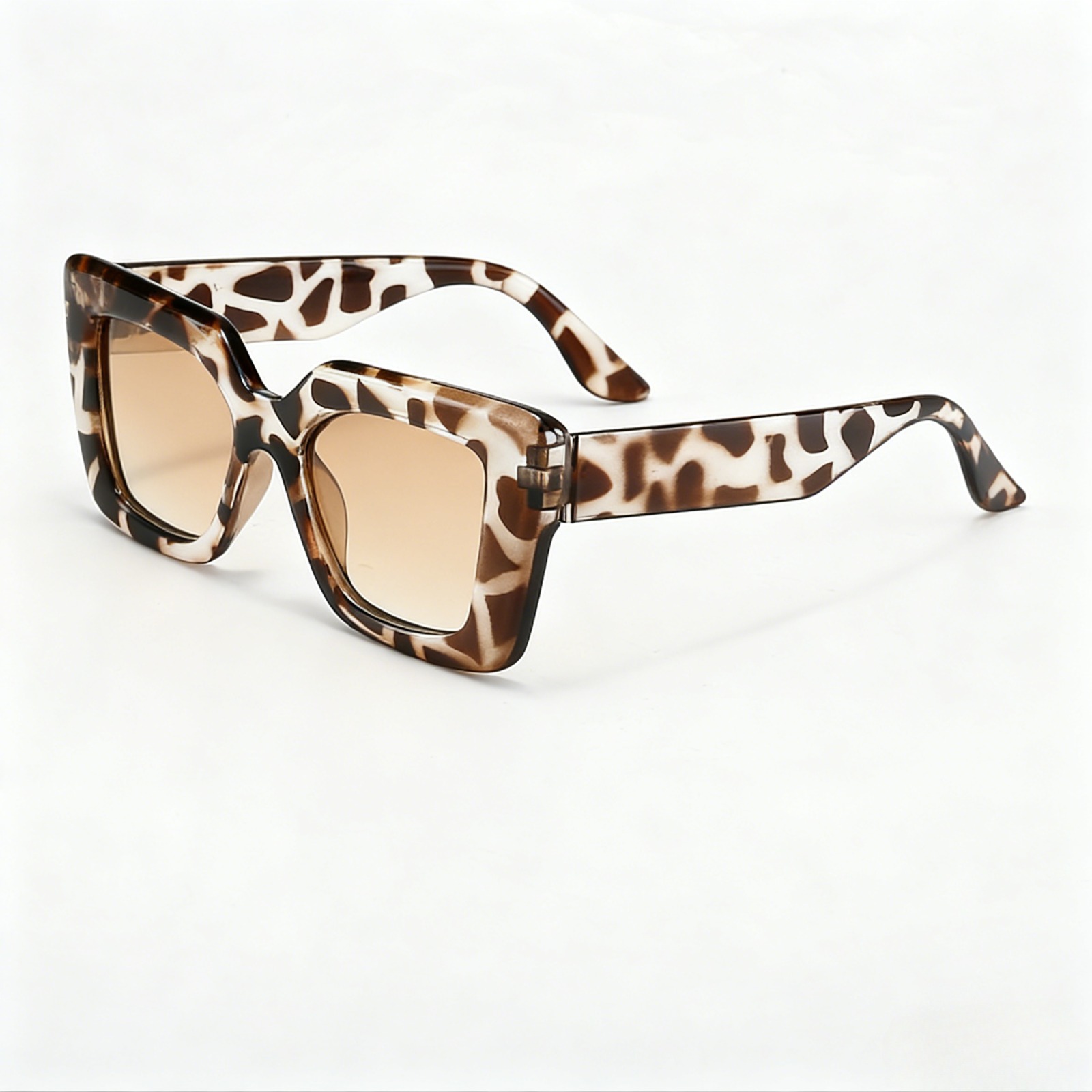 TEMU Women' Leopard Glasses - Rectangular Frame With Cover (no Sold) | Leopard For Parties,, Daily Wear | Stylish Decorative Glasses For Look &