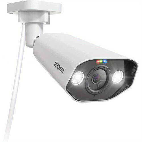 4k poe supplementary security camera suitable for indoor and outdoor use features person and vehicle detection two way communication color smart light and sound notifications