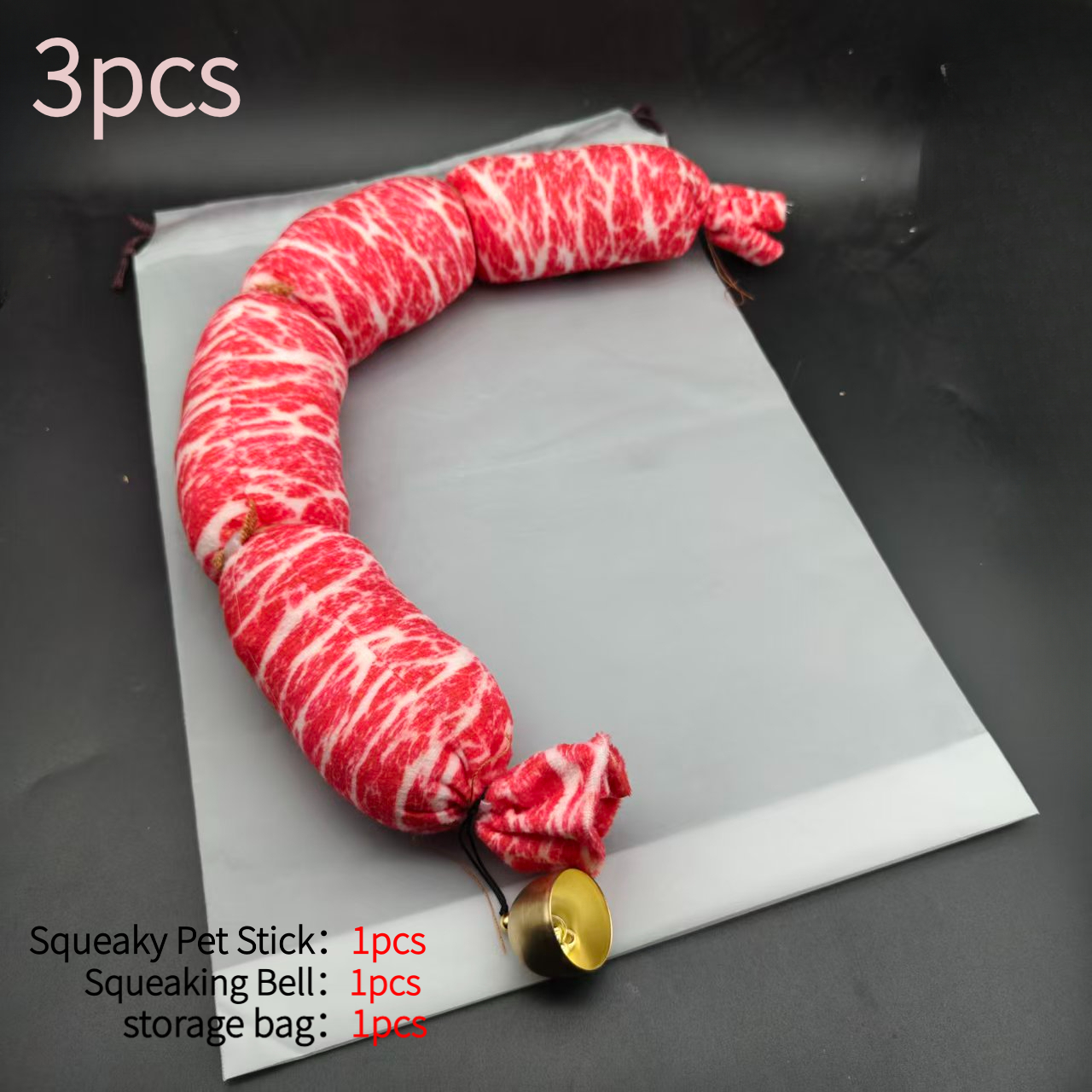TEMU 3pcs Combo Jingle! Bell - Stick Pet Squeaky Toy. It Has A Built-in , Is Durable And Interactive, Designed For Teeth Grinding And Making Sounds,