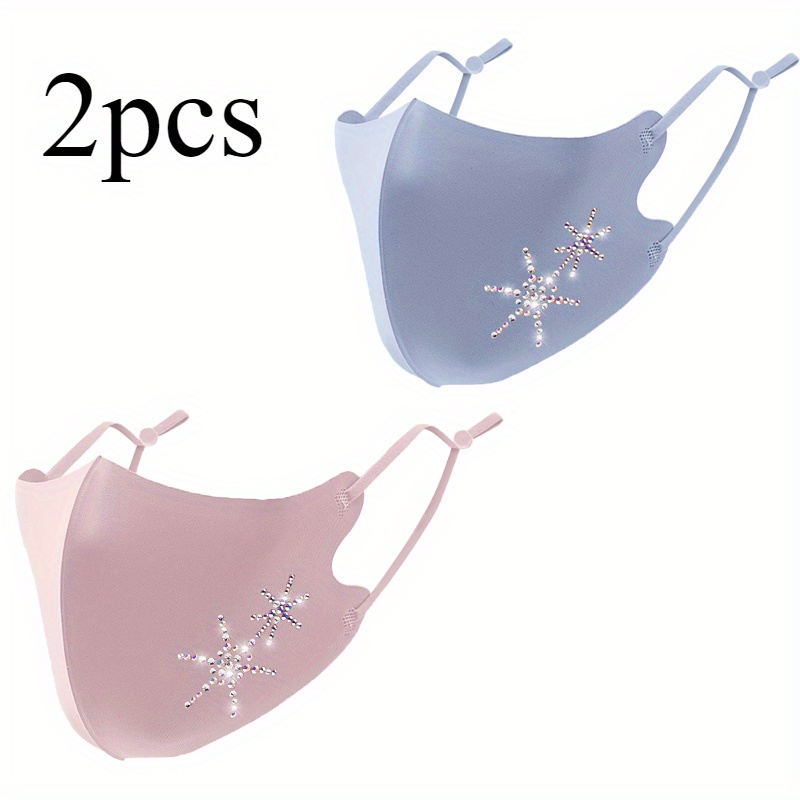 TEMU 2pcs - New Starfish Rhinestone Masks, Washable Adjustable Face Masks, Cool Breathable Masks, Masks For Women.
