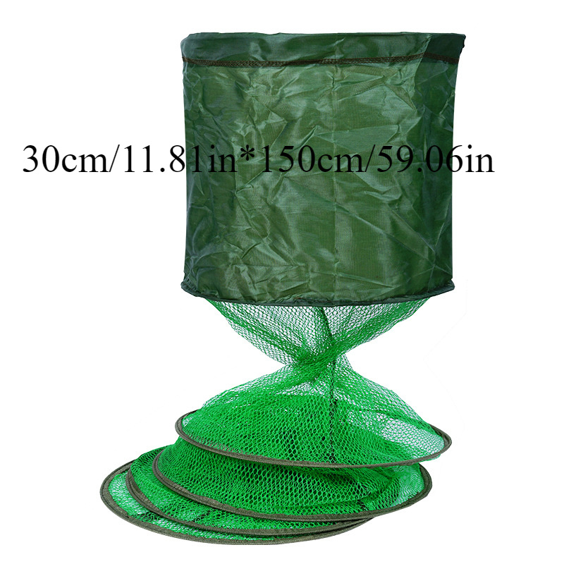 1pc Of Portable Nylon Mesh Net For Storing Fish, Equipped With Ring, Foldable Design, Suitable For Fishing Traps And Baskets