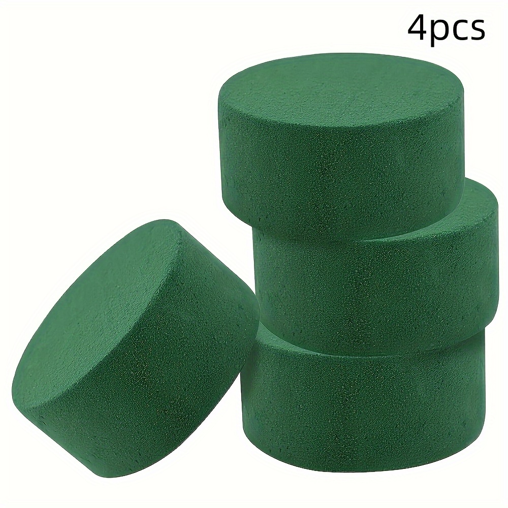 Image of 4 Floral Foam Blocks - Sponge, Suitable For Fresh And Artificial Flowers, Diy Craft Plastic Flower Clay, Wet And Dry Use, Round, Cuttable Flower Clay Brick