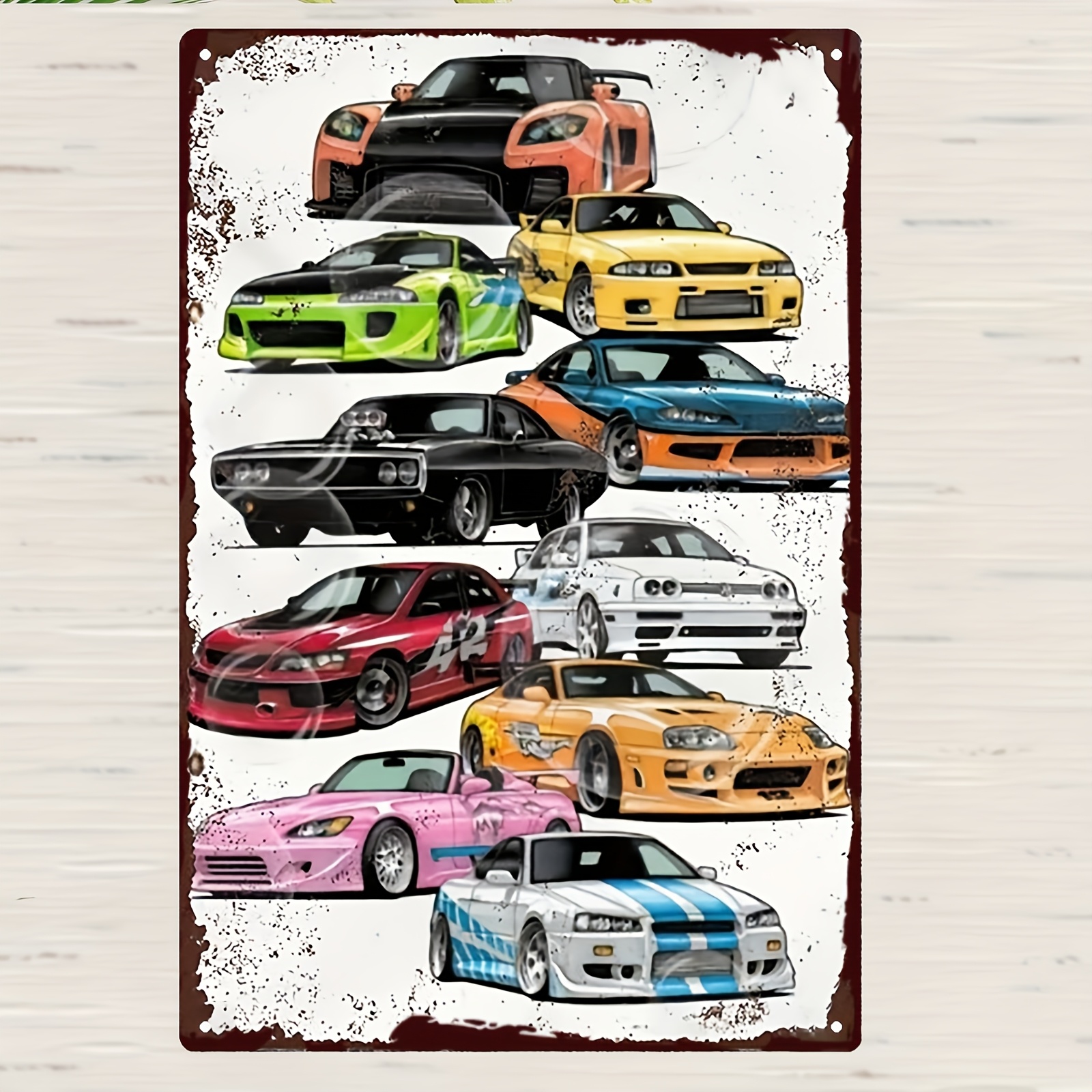 TEMU 2d Flat Vintage Wooden Sign - Vintage Sports Car Wall Art Decoration For Garage, Living Room, Bar, Cafe - No Wiring Required, - Mid-century
