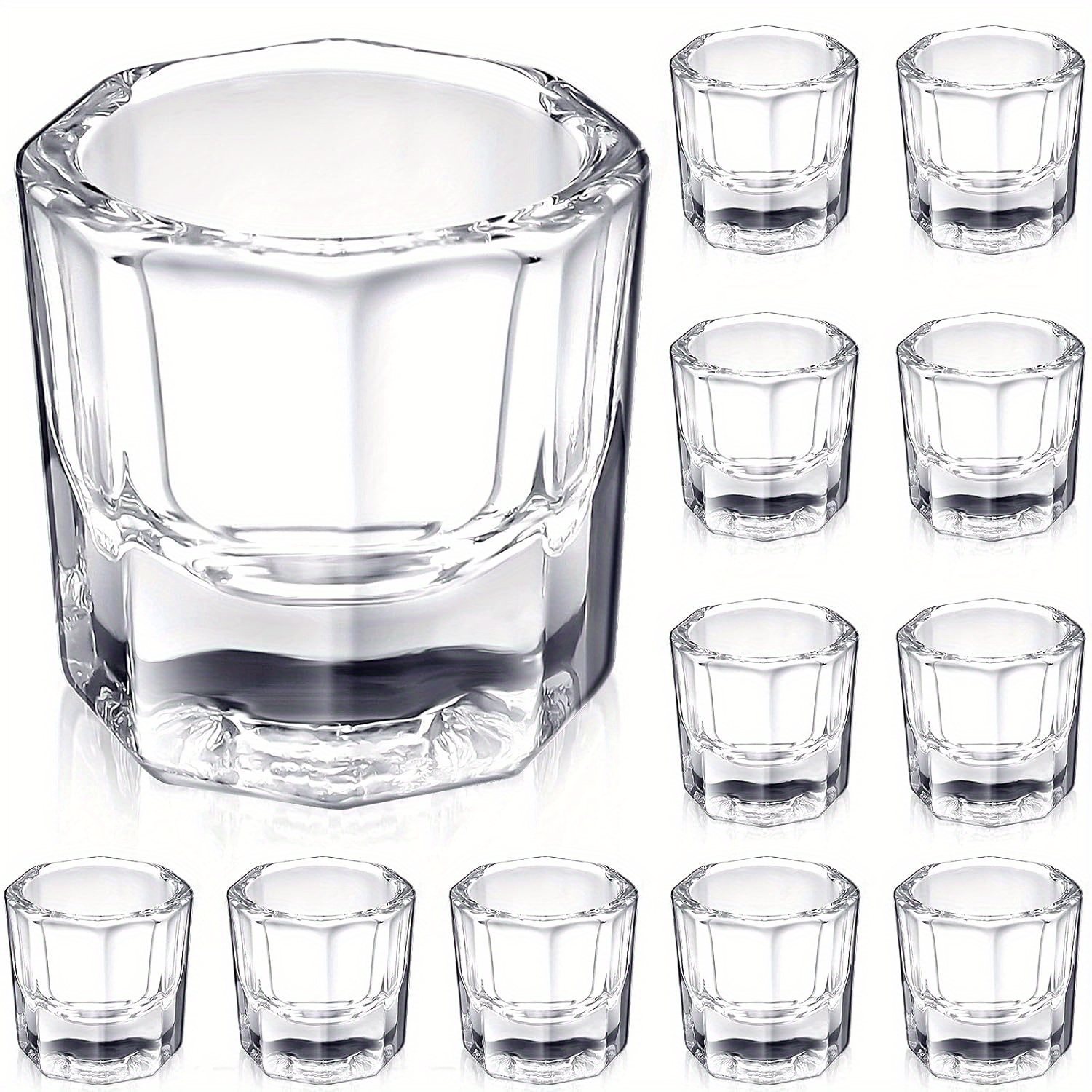 Image of 12pcs Nail Brush Holder Acrylic Nail Monomer Liquid Dish Nail Glass Cup Powder Brush Dish Nail Polish Crystal Bowl Nail Cleaning Rack, For Manicure Supplies
