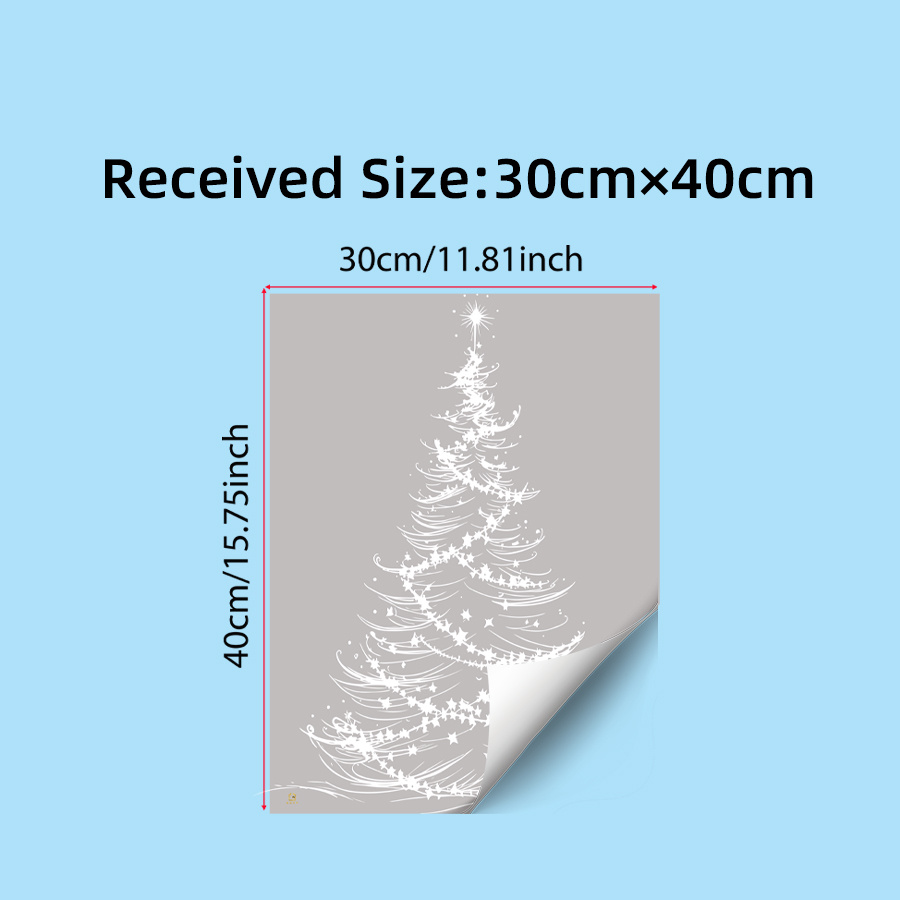 TEMU Weihnachts-Fadenmalerei Baum Fensteraufkleber, Weiße Gebogene Linien , Einfach zu Installieren Doppelseitige Elektrostatische Fensterfolien, für
