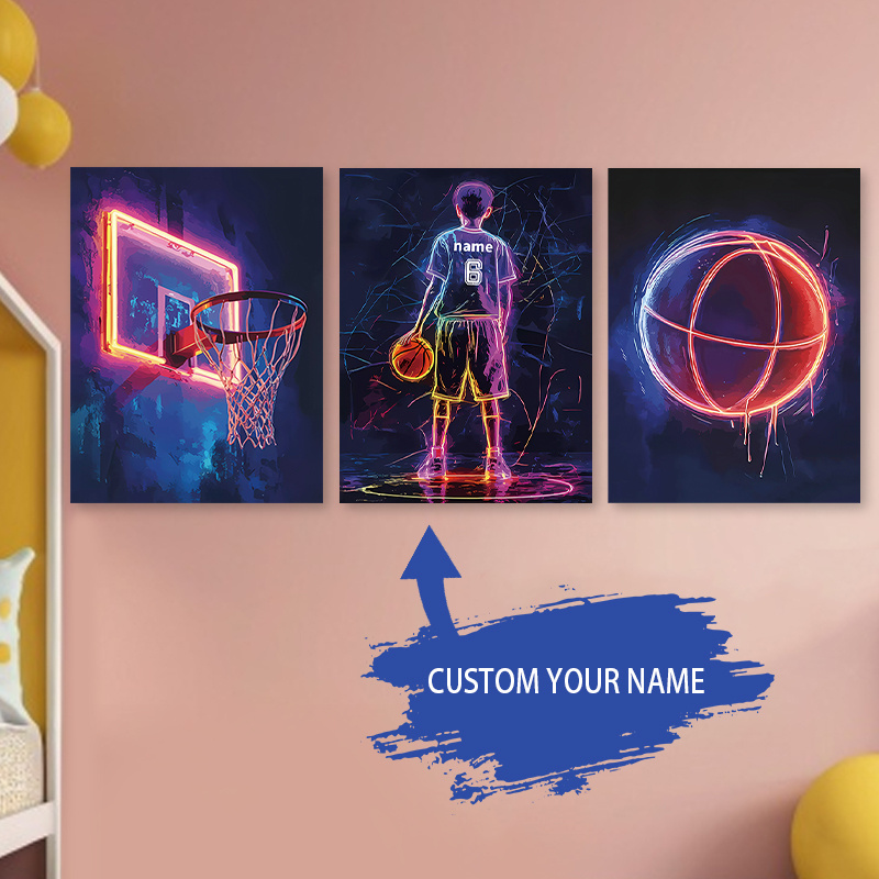 

3pcs Canvas Basketball Art Set - Polyester Fiber, /white Colors, Ideal For Teen Room, Living Room, Hallway Decor, Basketball Room Decor, Poster, Jersey Print