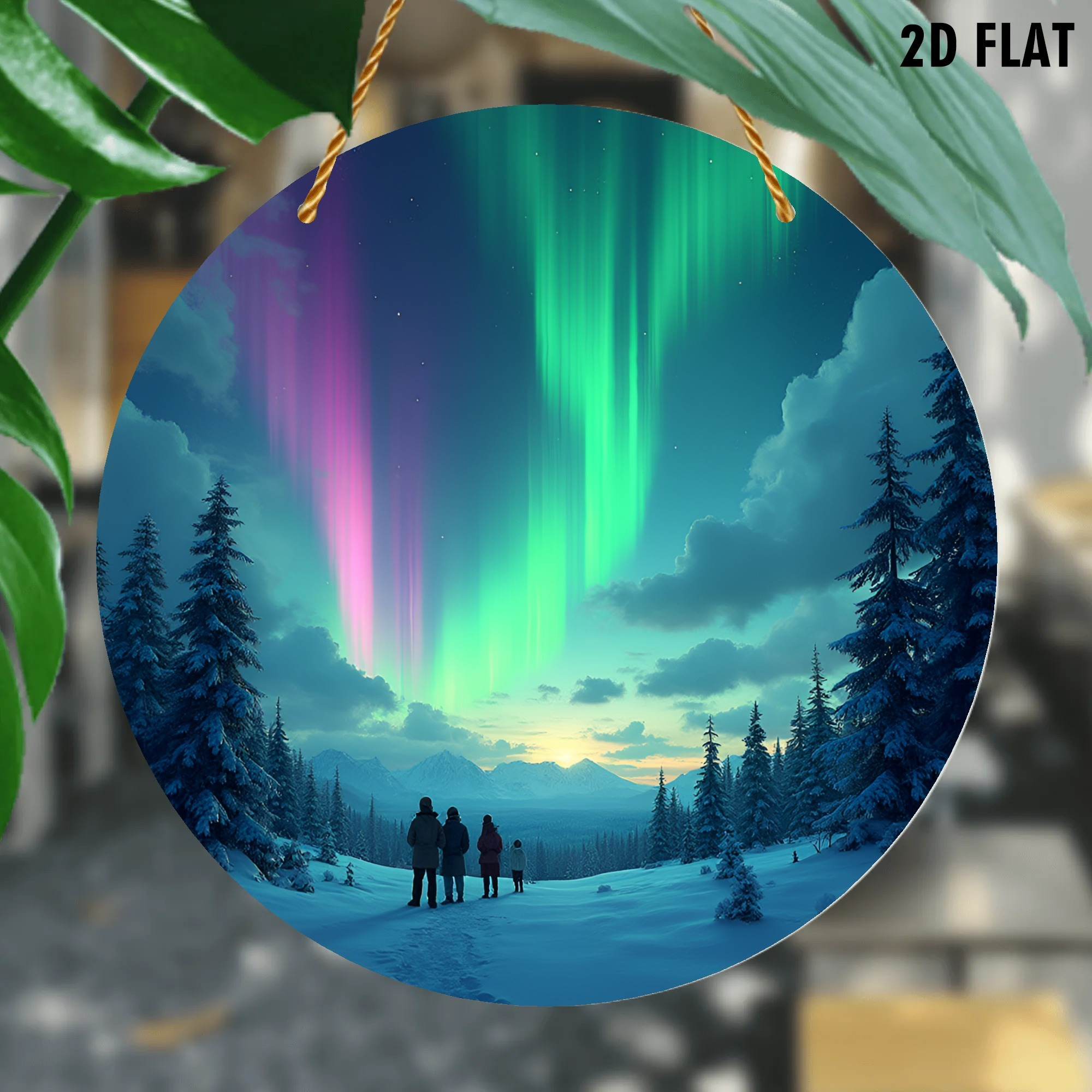 TEMU 2d Flat - A 2d Acrylic Sun Catcher Featuring An Aurora Design - Winter Scenes, Ideal For Easter, Ramadan, Thanksgiving, And 's Day, Making It A