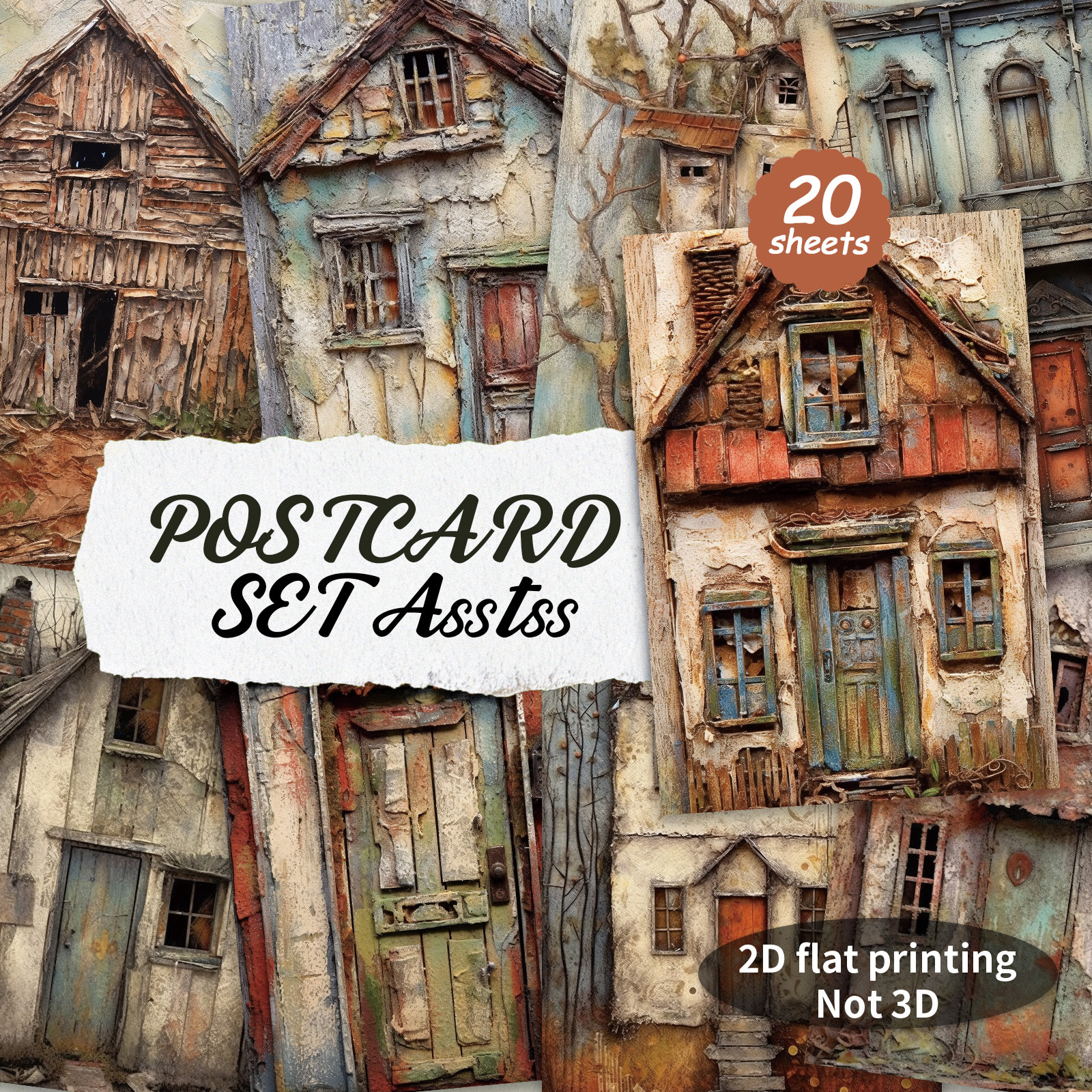 TEMU 20-pack Asstss Vintage Cabin Plane/2d Postcards - 4x6 Inches Retro Junk Journal Supplies, Classic Pinup Illustrations Collectible Decorative