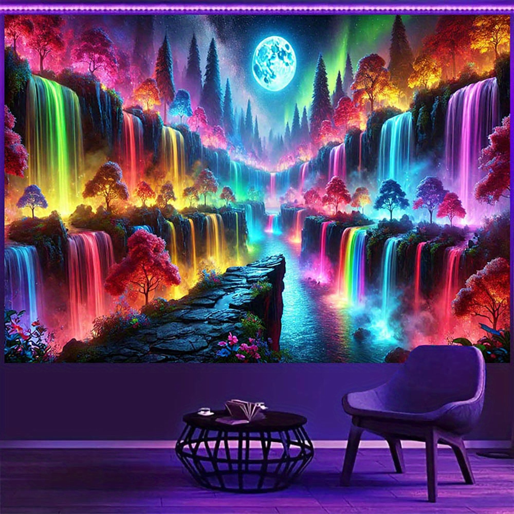 Neon Glow-in-the-dark Galaxy Tapestry Uv Reactive Blacklight Art_voghion.com