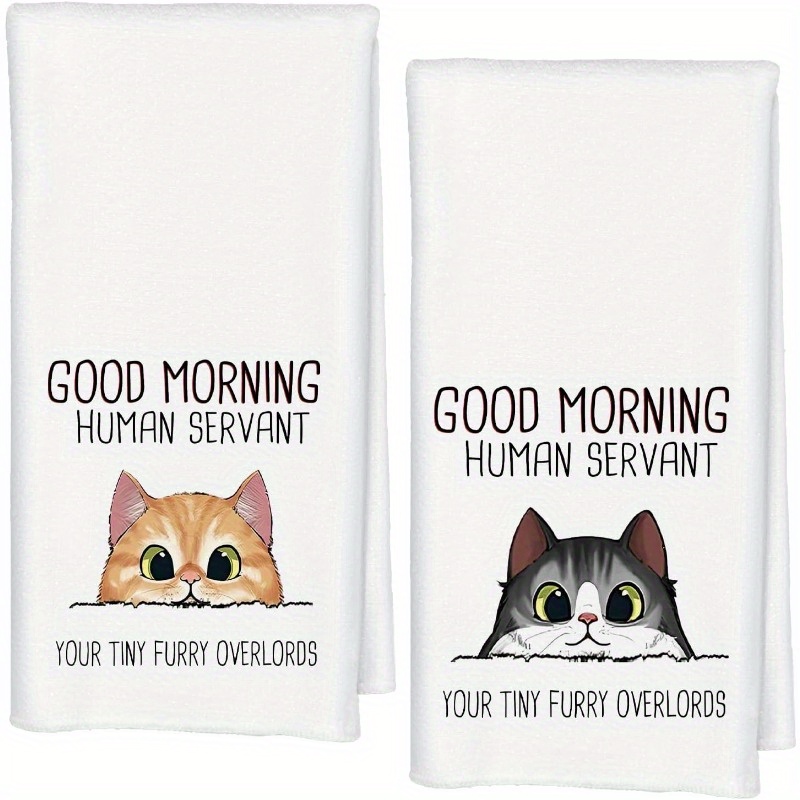 

2-pack Cat Kitchen Towels, 18x26 Inch Super Polyester, Modern Design, Machine Washable, Cute Cat Themed Hand Towels For Cat Lovers, Ideal Gift