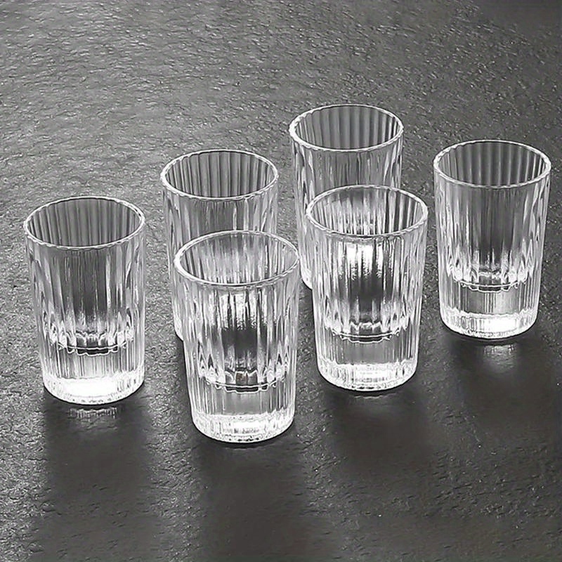 6pcs Set 20ml Striped Pattern Glassware, Liquor Glasses, Transparent Glass Cup For Parties