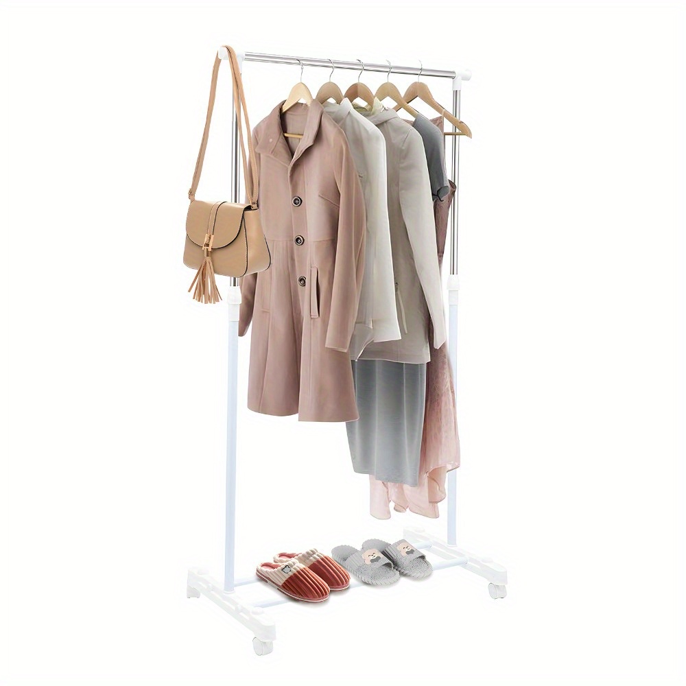 TEMU Clothes Rack On Wheels Metal Height Adjustable Clothes Rail Rolling Wardrobe Coat Rack Clothes Rail Wardrobe Rail Clothes Trolley 90-160cm