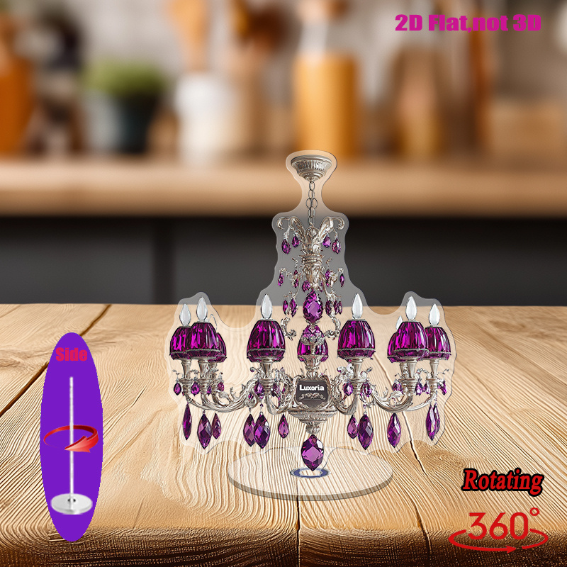2d flat 1pc acrylic crystal chandelier decorative piece 2d flat rotating with amethyst   elegant event and celebration ornament for   room bedroom no electricity needed festive home decor elegant chandelier design acrylic construction chandeliers for ceiling details 4