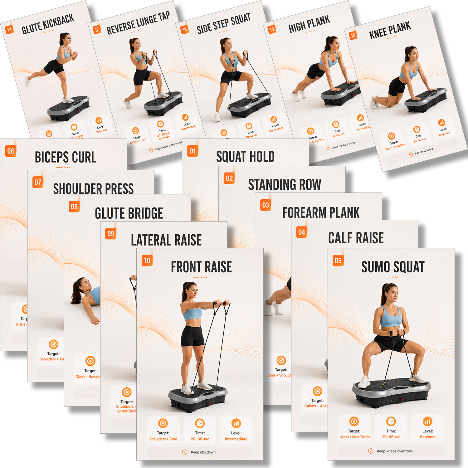 TEMU 20pcs Vibration Plate Exercise Flash Card Set, Back To School Fitness Training Guide Cards, Stem And Learning Body Movement Activity, Full Body