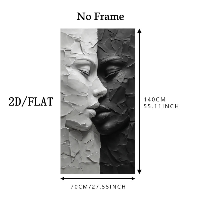 E-shop 2D Flache Übergroße Moderne Abstrakte Gesichts-Leinwandkunst - Minimalistisches & Gesichts-Kunstposter, Rahmenlose Wanddekoration, Geeignet für