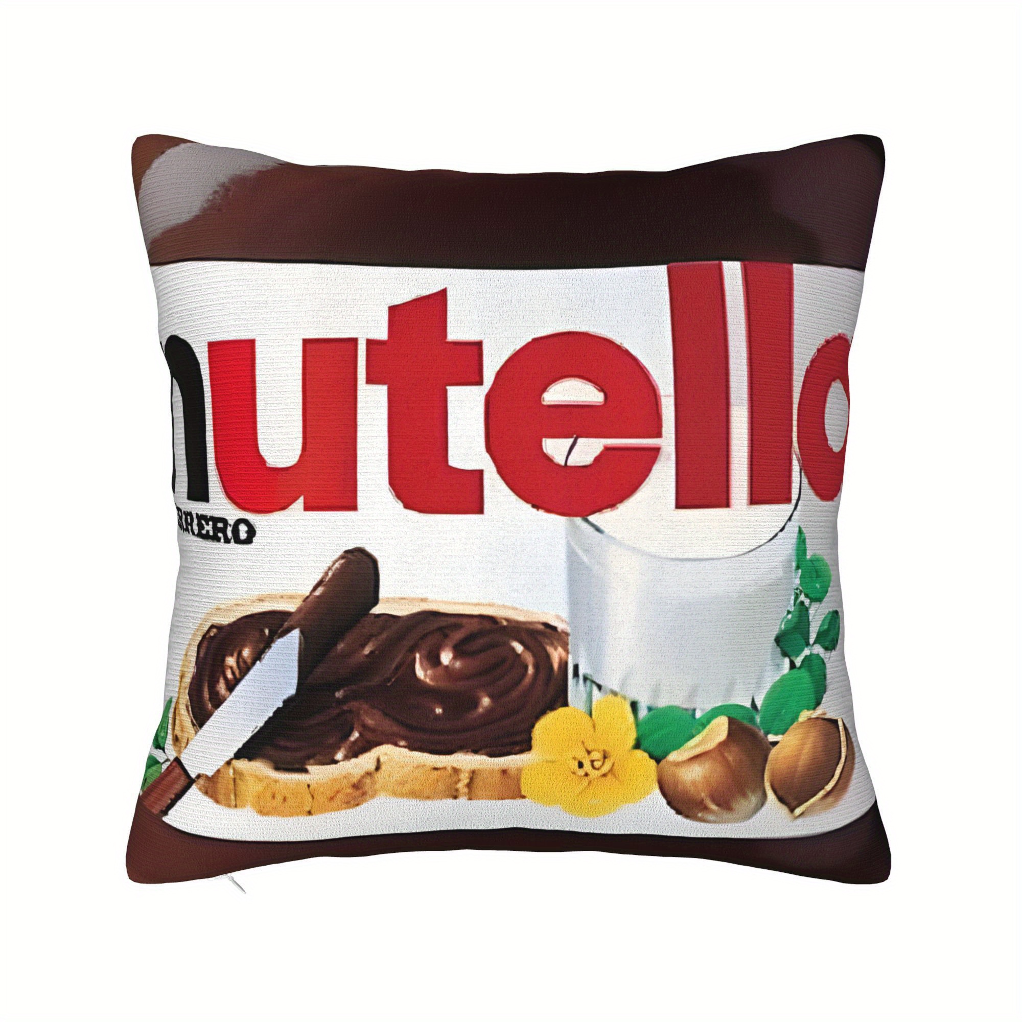 

1pc Nutella-inspired Decorative Pillow Cover - Soft, Polyester, Machine Washable With Zip Closure - Vibrant & For Bedroom And Living Room, Bedroom Decor|foodinspired Decor|polyester Pillow Cover