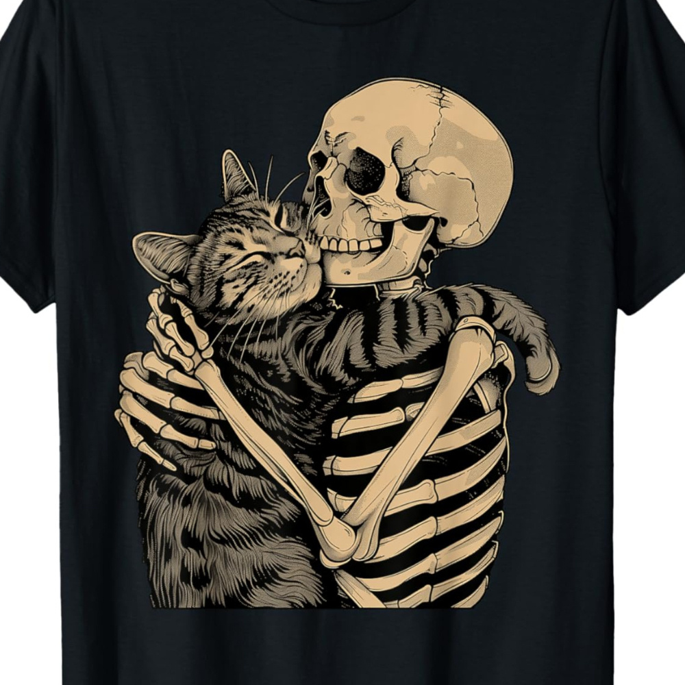 

1pc Cat -shirt, 180g Tee, Printed Top Slight , , For Halloween, Christmas, - Summer