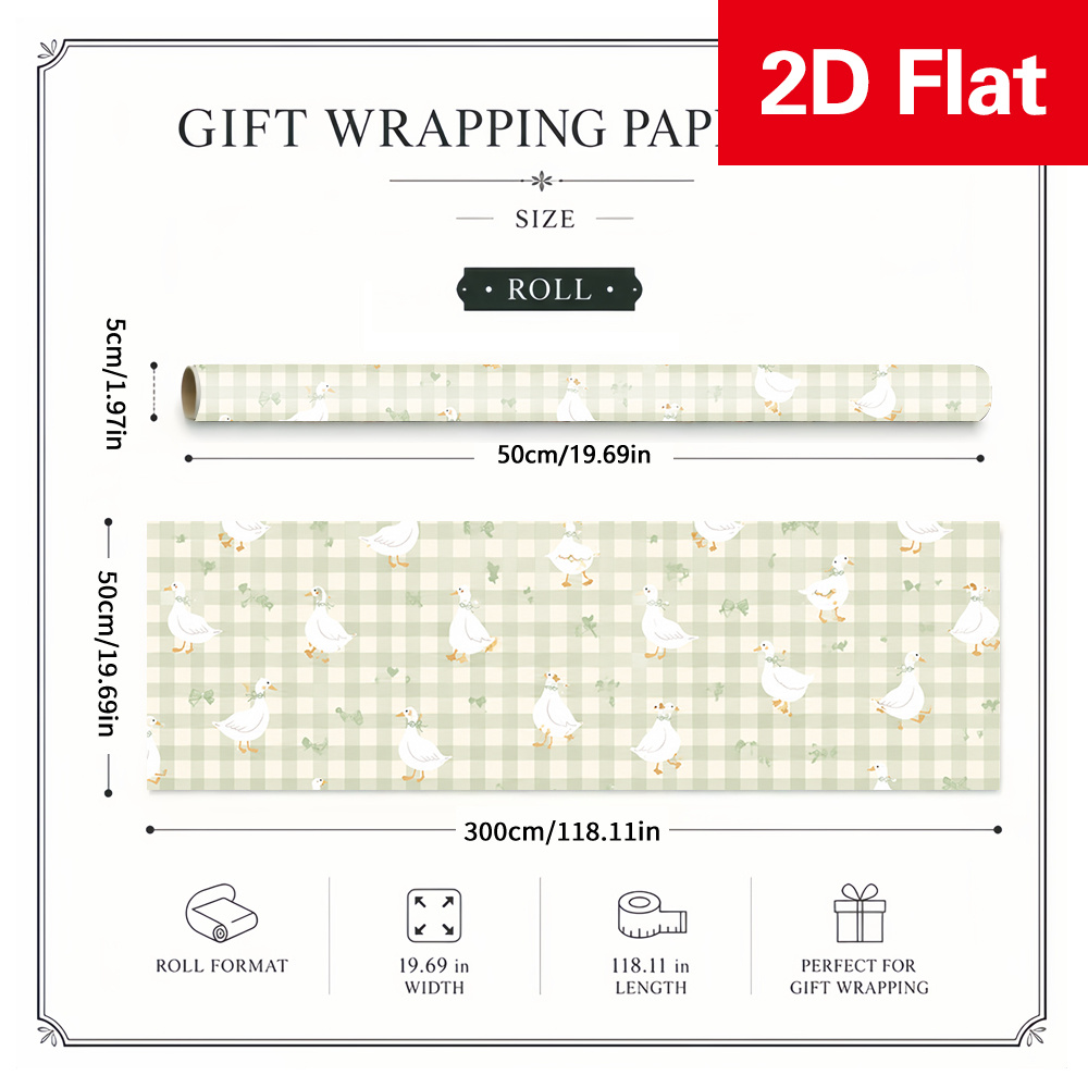 TEMU 1 Rollo de Papel de Regalo Decorativo y Lujoso de 50X300Cm (19.7X118.1In) para Todas las Ocasiones, Papel de Envolver Regalos con Encantadoras