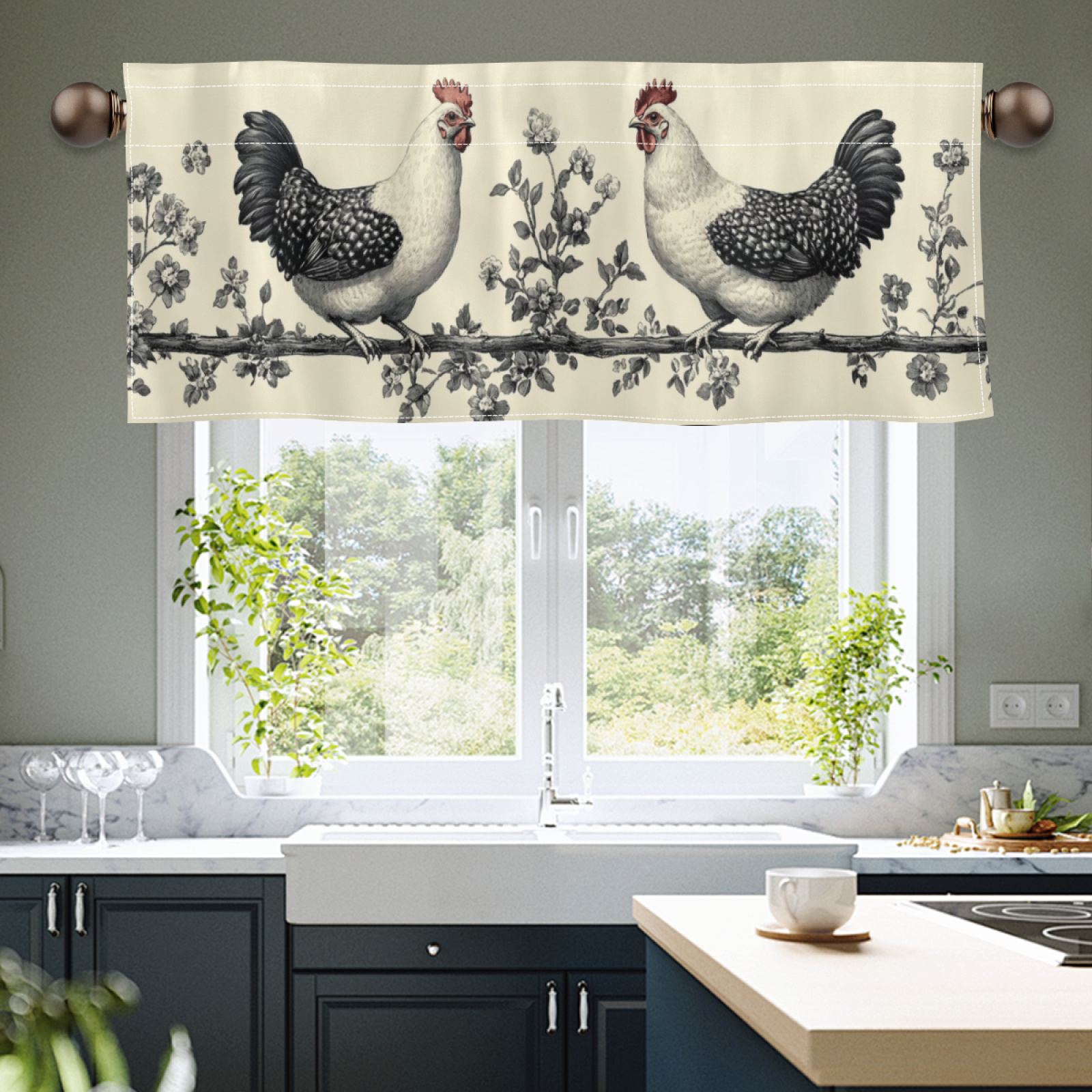 

& Valance - Rod For Hanging, - Polyester Curtain For And