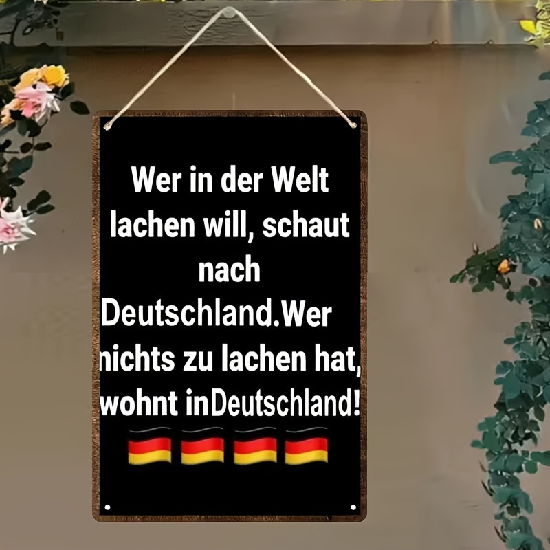 TEMU 1pc Vintage German Humor Metal Wall Plaque - 8x12 Inch Iron Retro Sign With German Flag & Funny Saying, Text Design, Sturdy Metal Construction,