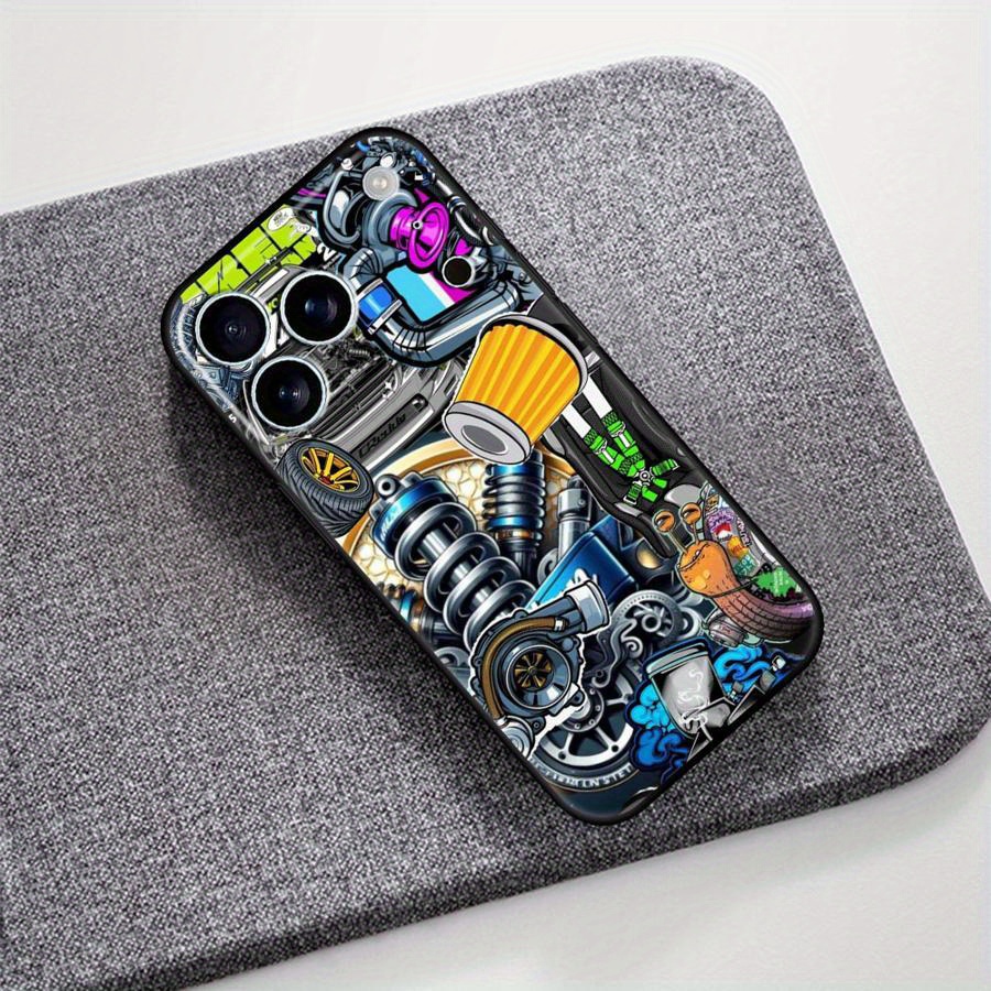 TEMU Phone Case Suitable For Iphone 17 Air 16 Pro Max 15 Plus 14 Pro 13 Mini 12 11 16plus 15plus 14plus Cover Car Modification Element Collage