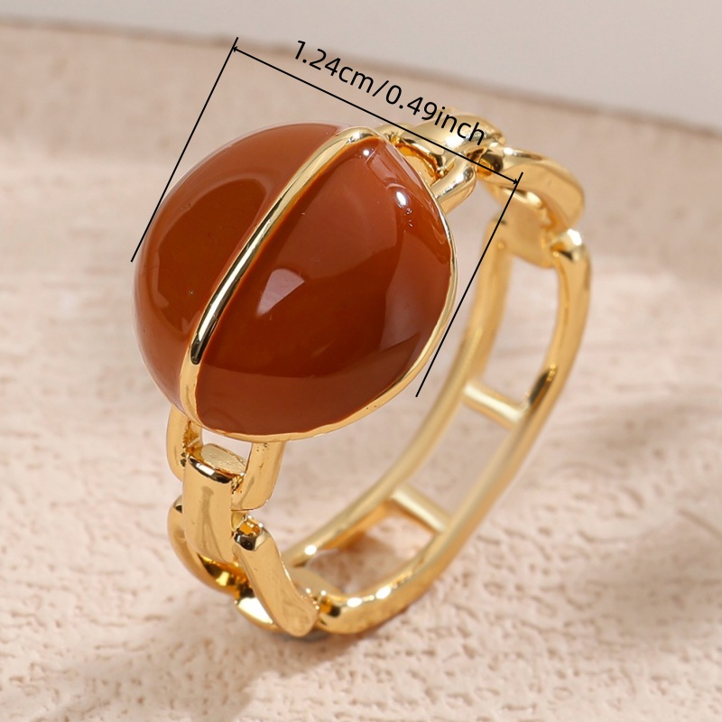 Unique Enamel Chain Band Round Ring for Women
