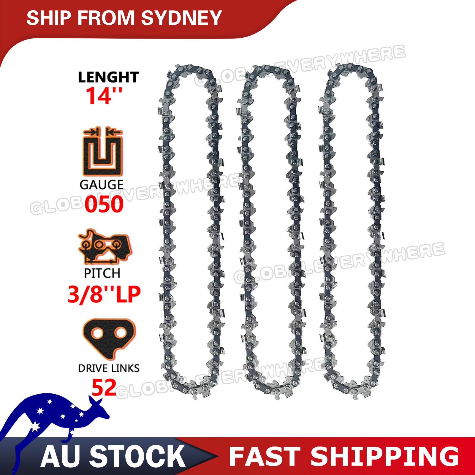 TEMU 3pcs Heavy-duty Chainsaw Chains Suitable For 12"/14"/16"/20" , Semi-chisel Saws With Metal Chain Drive For Lawn Mower, Brush, Wood Equipment -