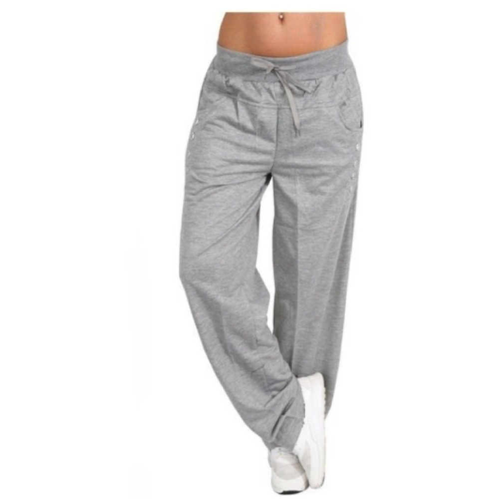 TEMU Plus Size, Drawstring Waist Wide Leg Pants Solid Color Casual Trousers Versatile Everyday Bottoms For Women