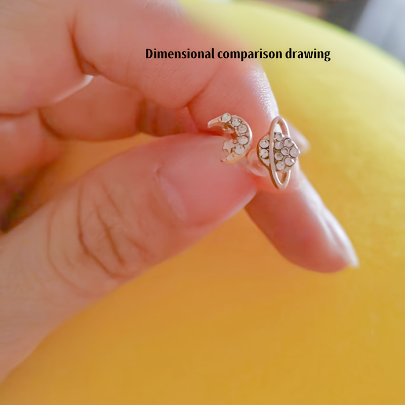 Asymmetrical Planet & Moon Stud Earrings Set - Hypoallergenic Alloy