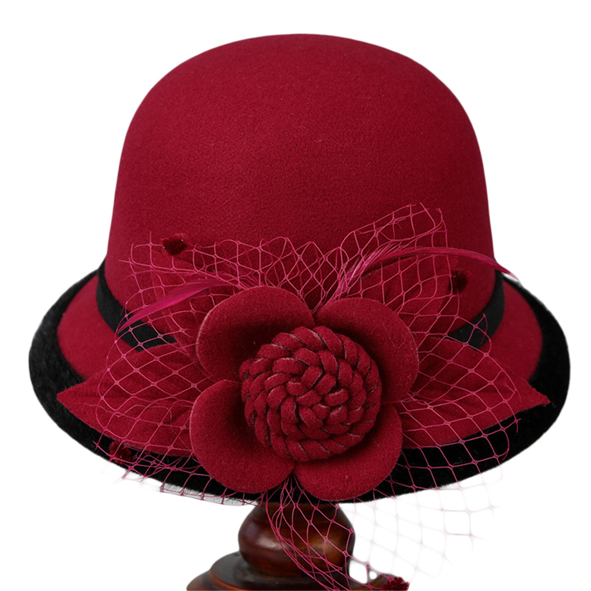 womens jacquard linen bowler hat wide brim vintage church - Temu display picture 3
