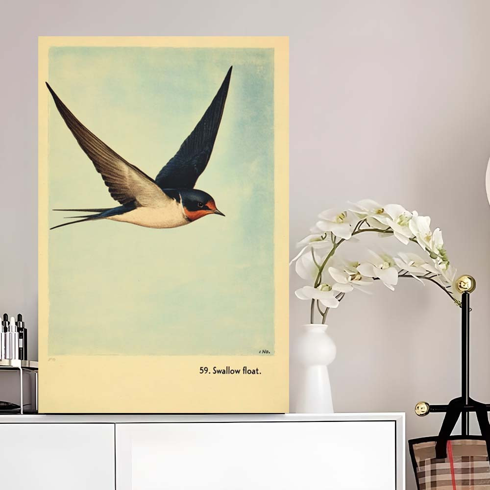 vintage swallow art deco poster modern retro bird canvas - Temu