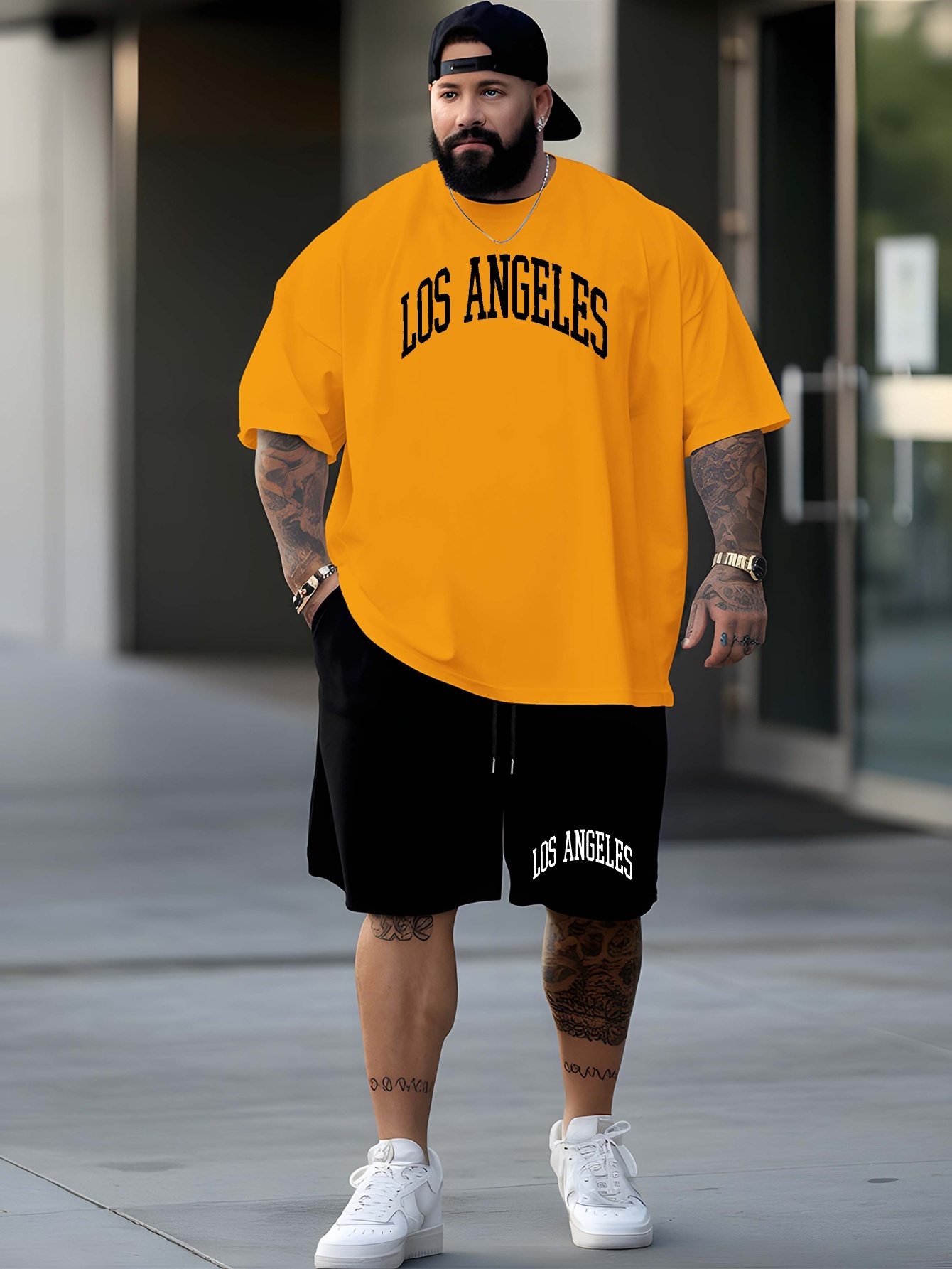 traje deportivo casual gran tamaño hombres ángeles 2025 moda