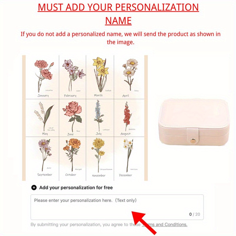 TEMU 1pc Personalized Custom Jewelry Box With Floral Pattern, Large Capacity Travel Jewelry Organizer, Multifunctional Home Jewelry Storage,
