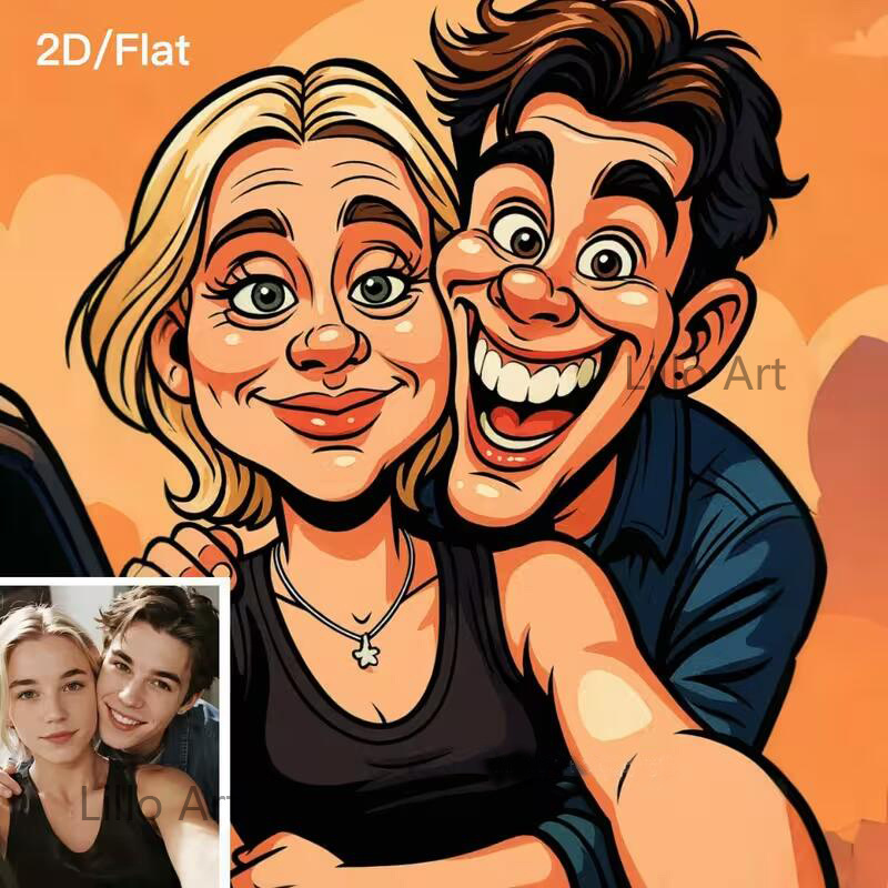 personalized couple cartoon poster   characters framed unframed vertical wall art suitable for christmas valentines day anniversary gift   style ink for indoor use   couple portrait