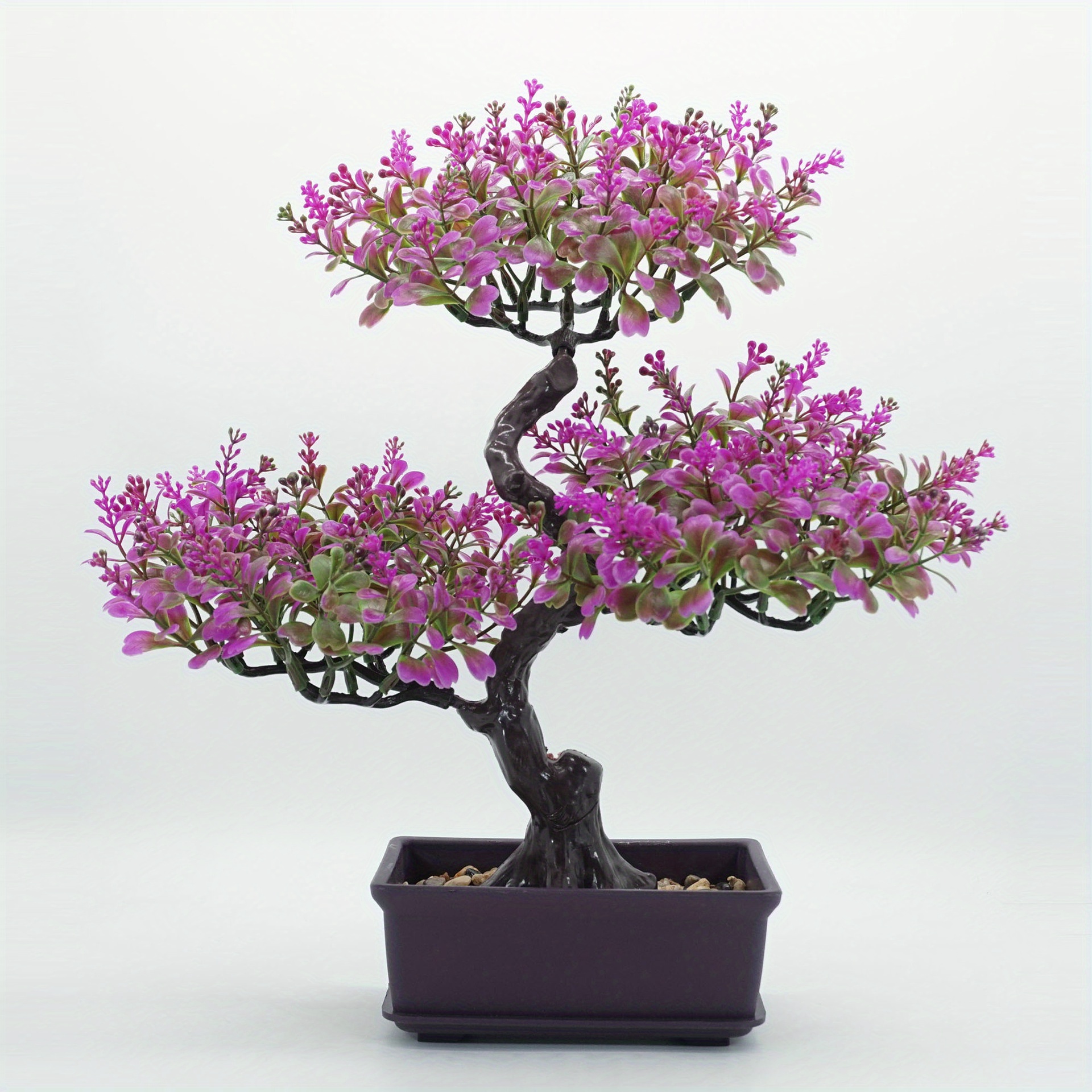 * Knstliche Topfpflanze mit Kunstblumen & Bonsai-Baum  Realistische,  pflegeleichte Kunstpflanze fr Zuhause, Bro, Schreibtischdekoration  Kein  Gieen oder Sonnenlicht erforderlich