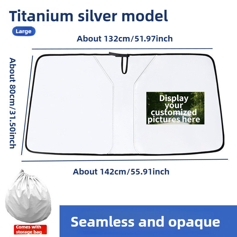 TEMU Parasol para parabrisas de coche con estampado personalizado: Parasol plegable para ventanas delanteras - Protección UV y enfriamiento interno,