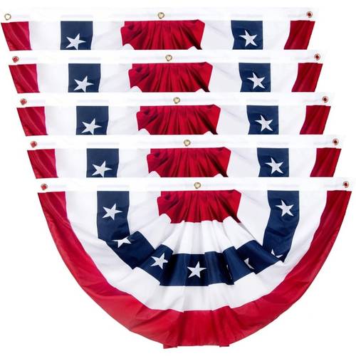 5pcs large size american pleated fan flag usa half fan bunting flag 5pcs decorations flags