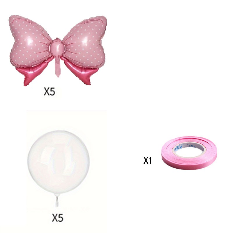 11pcs, Popo Balloon And Pink Bow Balloon Set, Including Ribbons, Suitable For Birthday Parties, Valentine's Day,…: retailer-supplied image