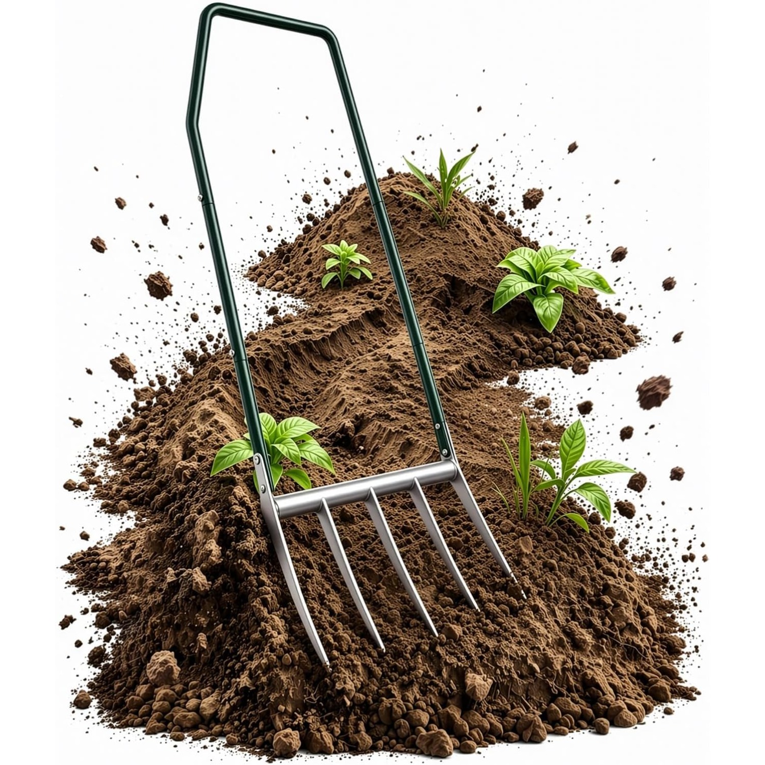 Image of Garden Digging Fork With 5 153 X 50 Cm, Heavy Duty Broadfork Soil Loosening Long Handled Garden Fork For Loosening, Digging, Transplanting And Weeding